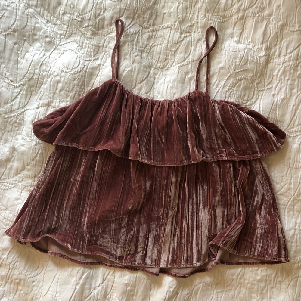 Madewell crushed velvet ruffle cami